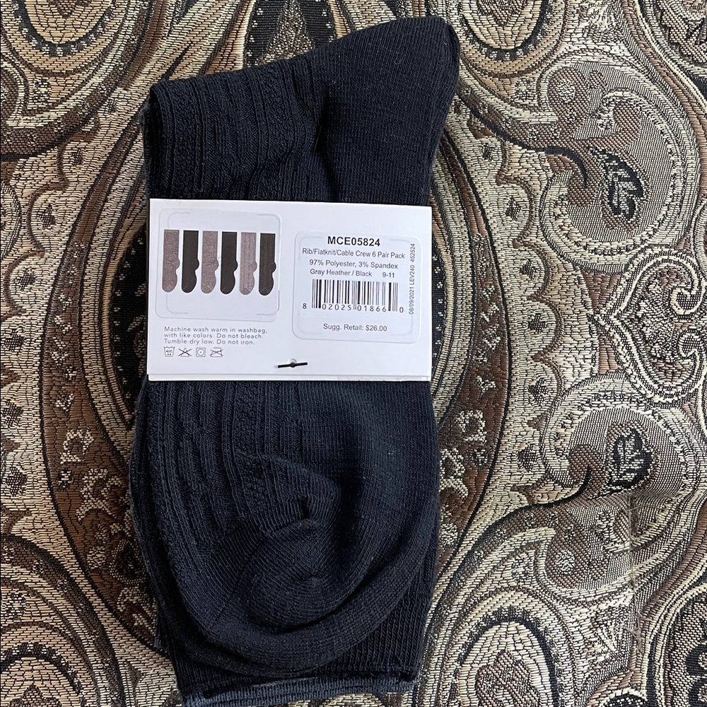 MeMoi Essentials 6 pairs of black and grey crew socks. - Picture 3 of 7